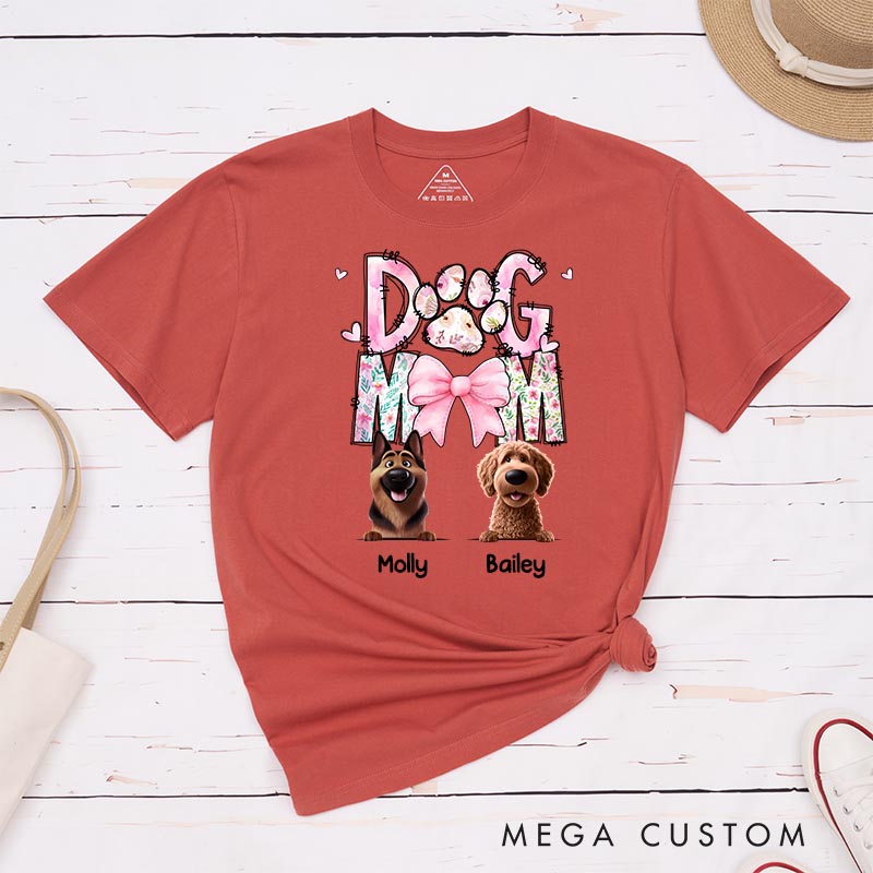Personalized Dog Lover Just A Floral Girl with A Fluffy Boss Dog Mom T-Shirt