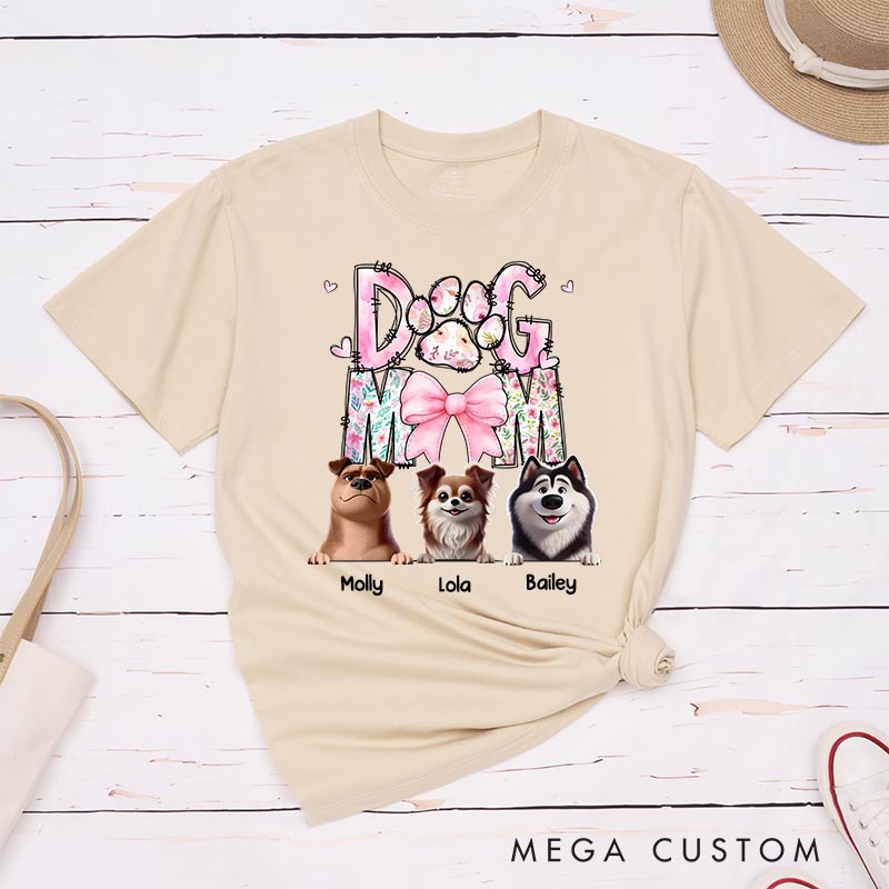 Personalized Dog Lover Just A Floral Girl with A Fluffy Boss Dog Mom T-Shirt