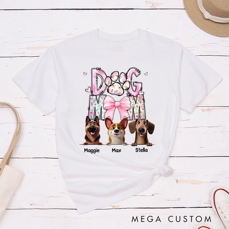 Personalized Dog Lover Just A Floral Girl with A Fluffy Boss Dog Mom T-Shirt