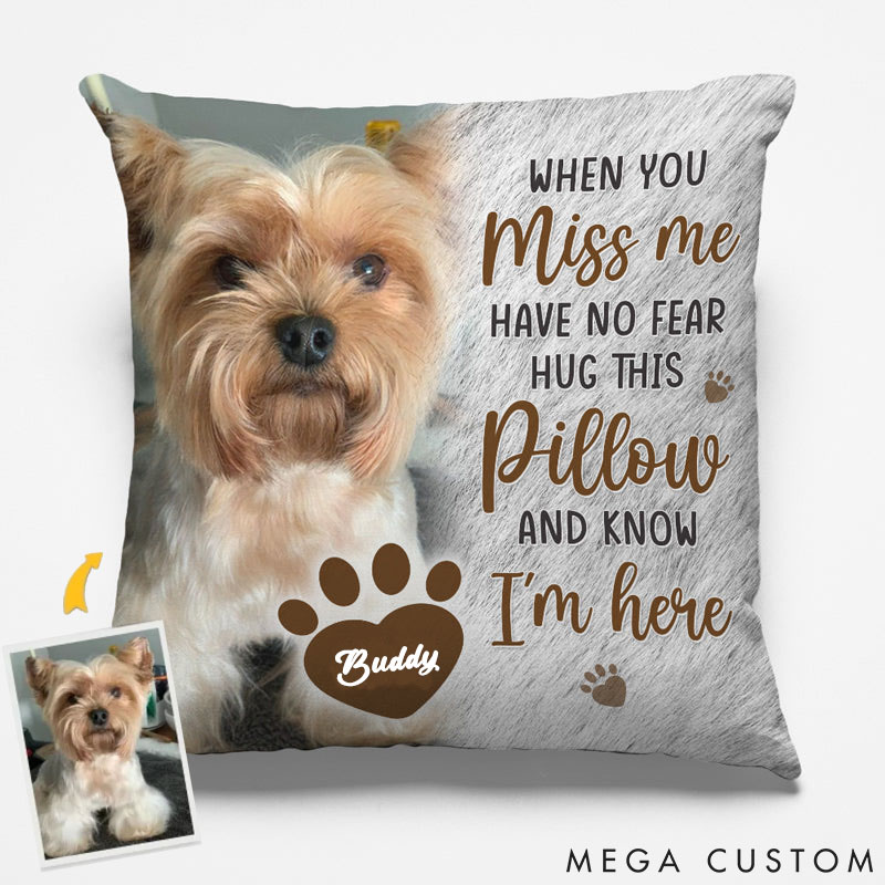 Personalized Dog Lover Just Hug this Pillow and Feel Me Here Throw Pillows