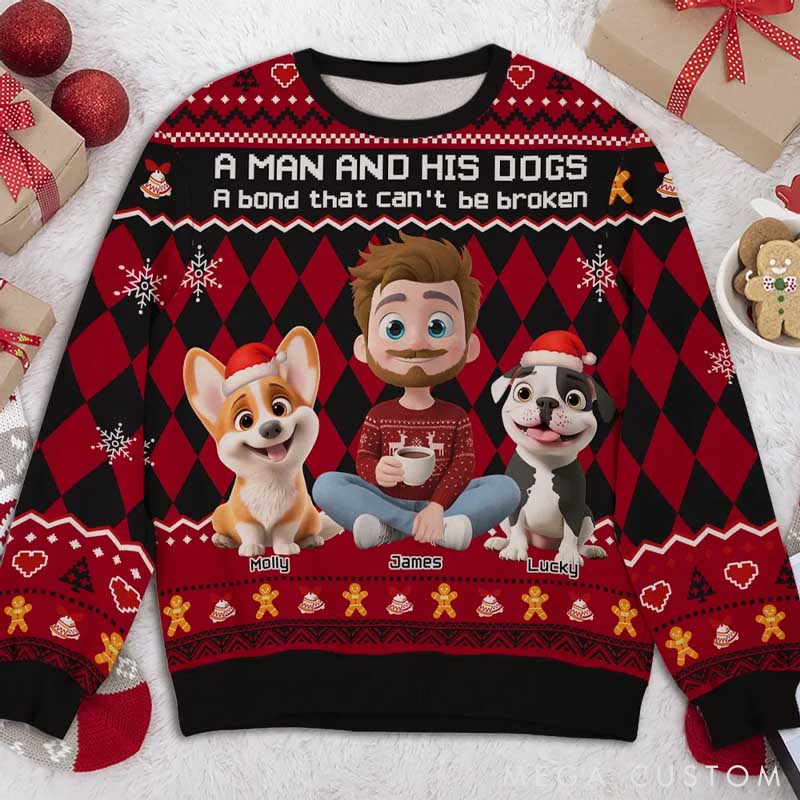 Personalized Dog Lover Just a Man who Loves His Dog Christmas Ugly Sweatshirt