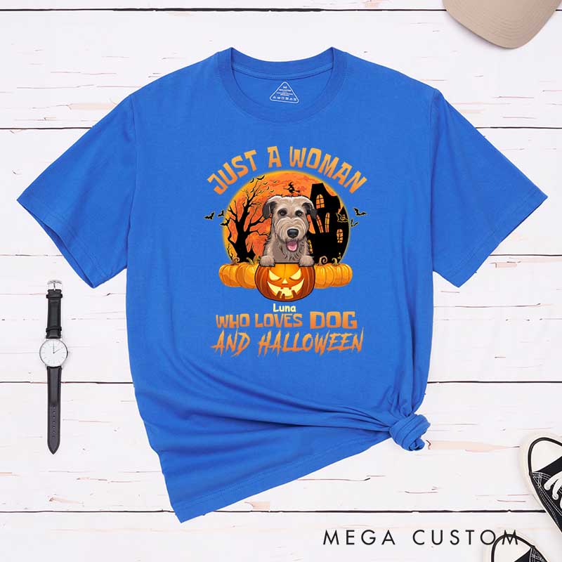Personalized Dog Lover Just a Woman Who Loves Dogs and Halloween T-Shirt