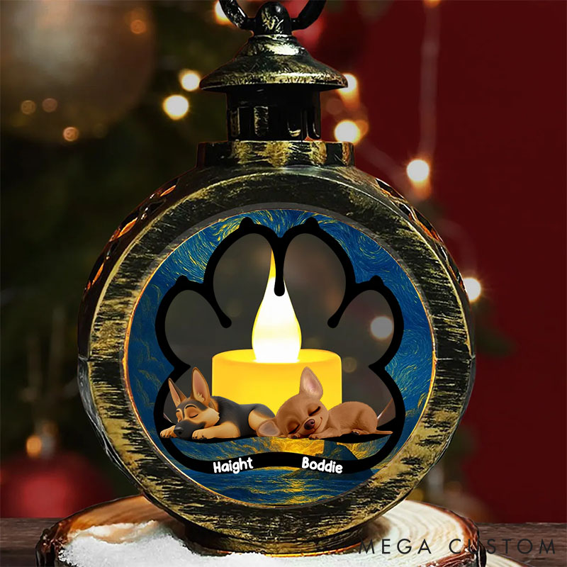 Personalized Dog Lover Lay Here with Me Christmas Lantern
