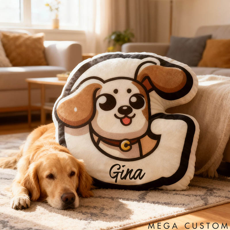 Personalized Dog Lover Letter Pillow with Buchstaben Kissen mit Cartoon Graphic 3D Print