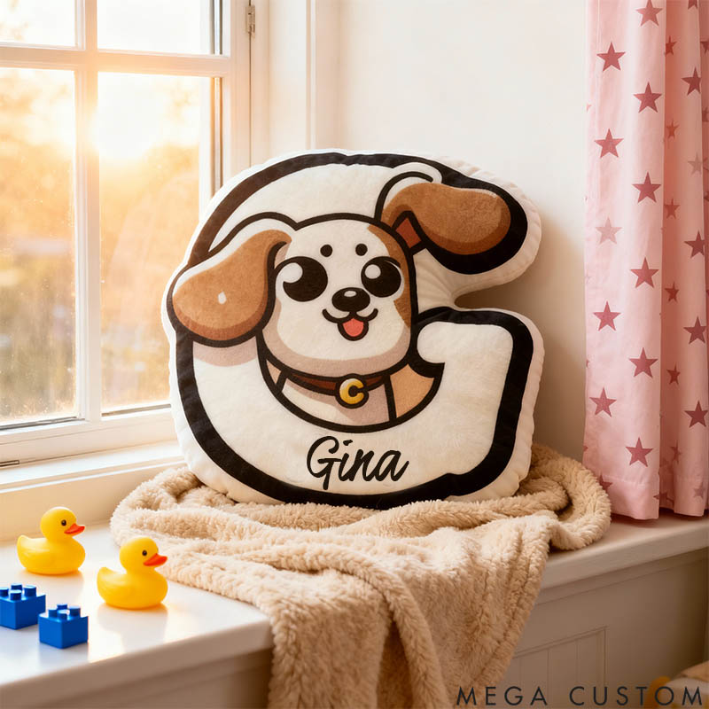 Personalized Dog Lover Letter Pillow with Buchstaben Kissen mit Cartoon Graphic 3D Print