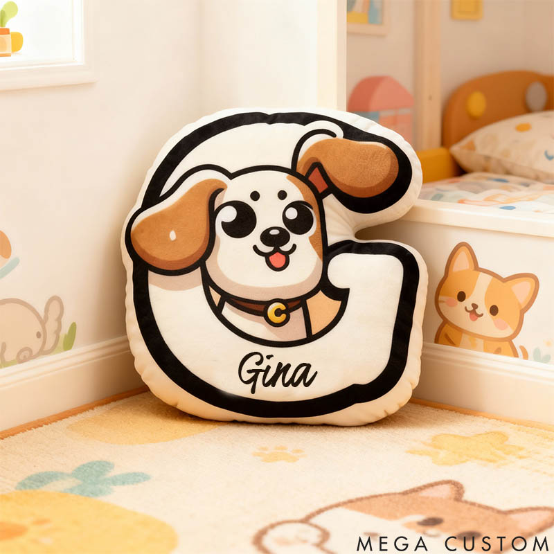 Personalized Dog Lover Letter Pillow with Buchstaben Kissen mit Cartoon Graphic 3D Print