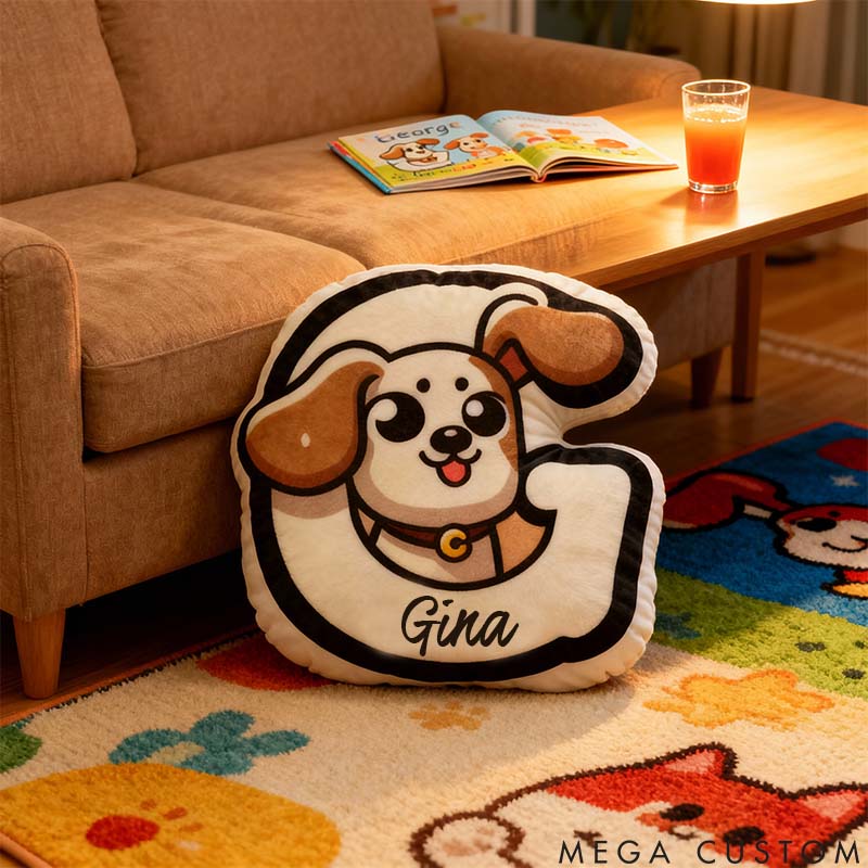 Personalized Dog Lover Letter Pillow with Buchstaben Kissen mit Cartoon Graphic 3D Print