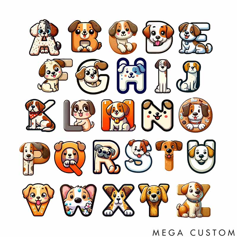 Personalized Dog Lover Letter Pillow with Buchstaben Kissen mit Cartoon Graphic 3D Print