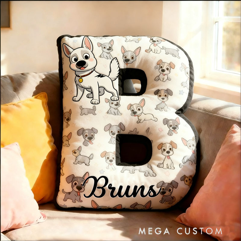 Personalized Dog Lover Letter Pillow with Custom Name Design