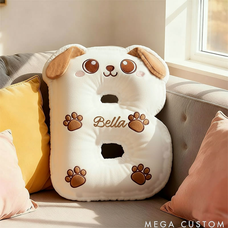 Personalized Dog Lover Letter Snuggly Pillow with Custom Name Design Graphic 3D Print