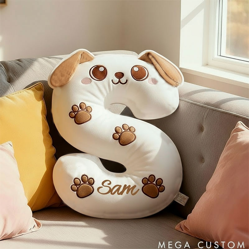 Personalized Dog Lover Letter Snuggly Pillow with Custom Name Design Graphic 3D Print