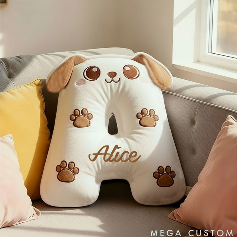 Personalized Dog Lover Letter Snuggly Pillow with Custom Name Design Graphic 3D Print