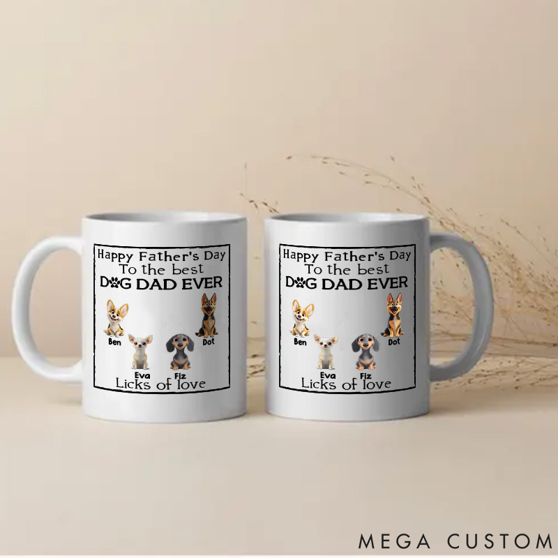 Personalized Dog Lover Licks of Love Dad Version Mugs