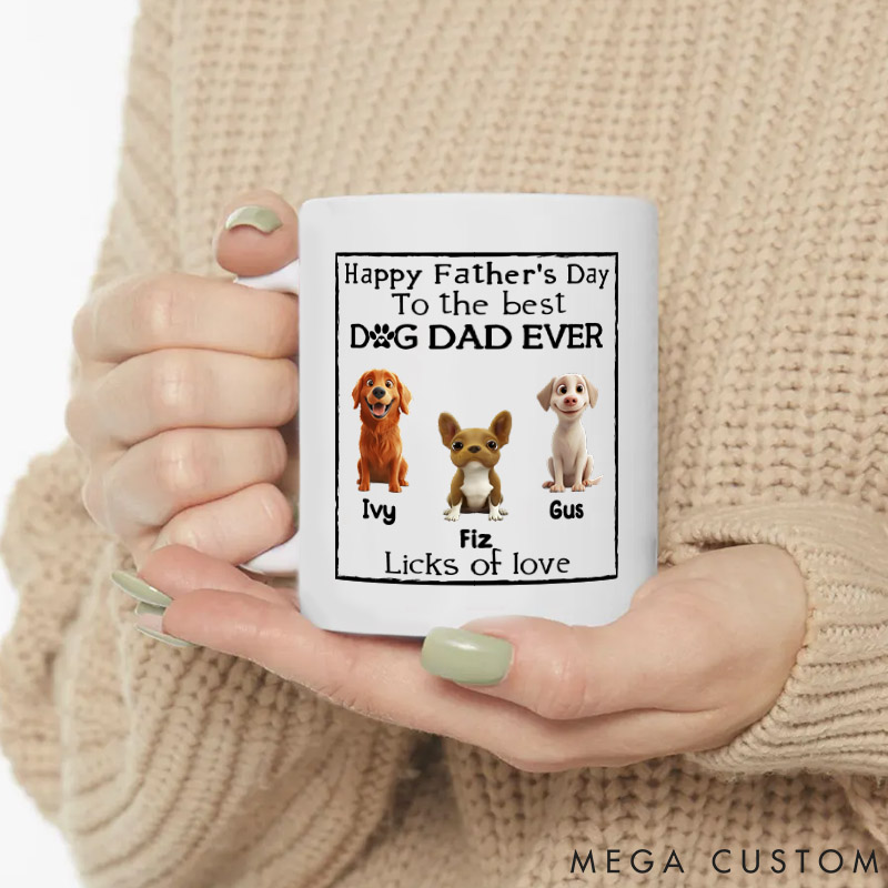Personalized Dog Lover Licks of Love Dad Version Mugs