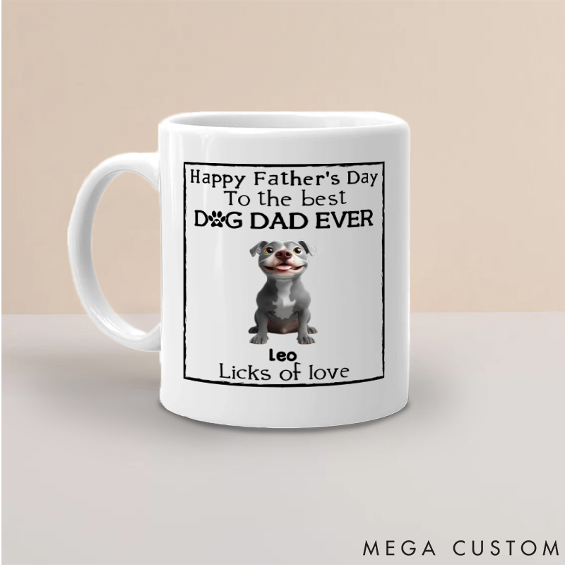 Personalized Dog Lover Licks of Love Dad Version Mugs
