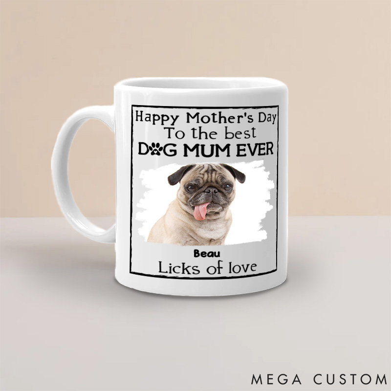 Personalized Dog Lover Licks of Love Photo Dog Mom Mugs