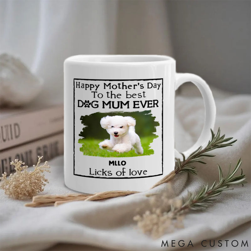 Personalized Dog Lover Licks of Love Photo Dog Mom Mugs