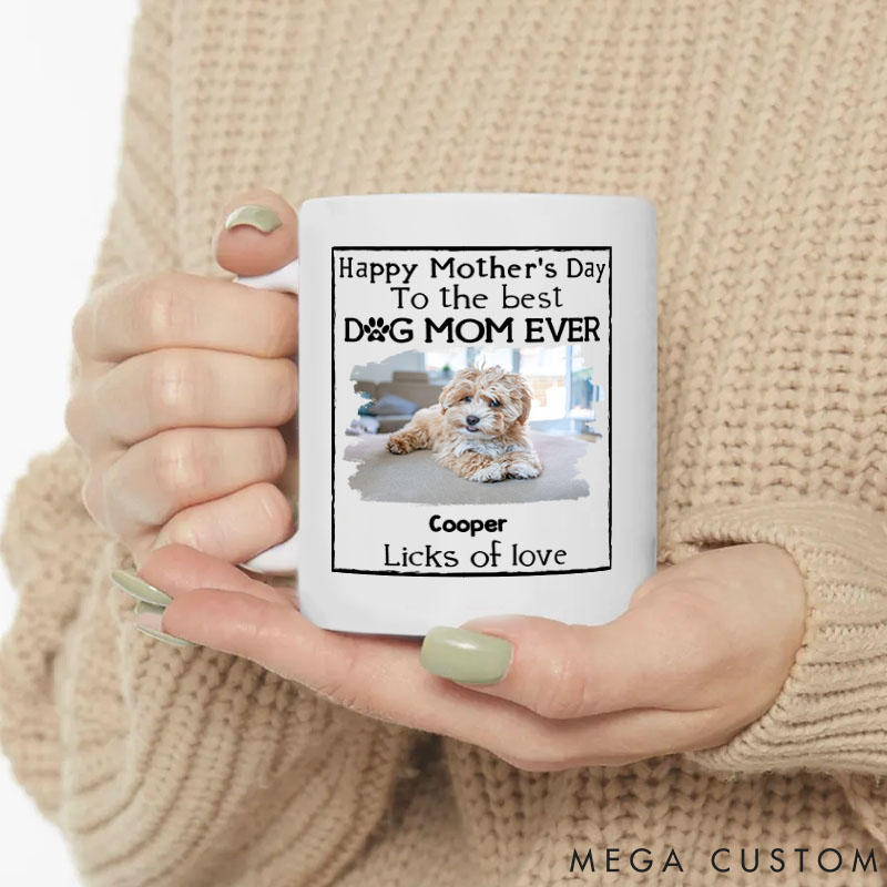 Personalized Dog Lover Licks of Love Photo Dog Mom Mugs