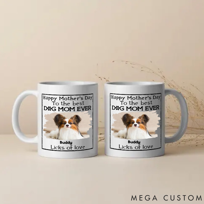 Personalized Dog Lover Licks of Love Photo Dog Mom Mugs