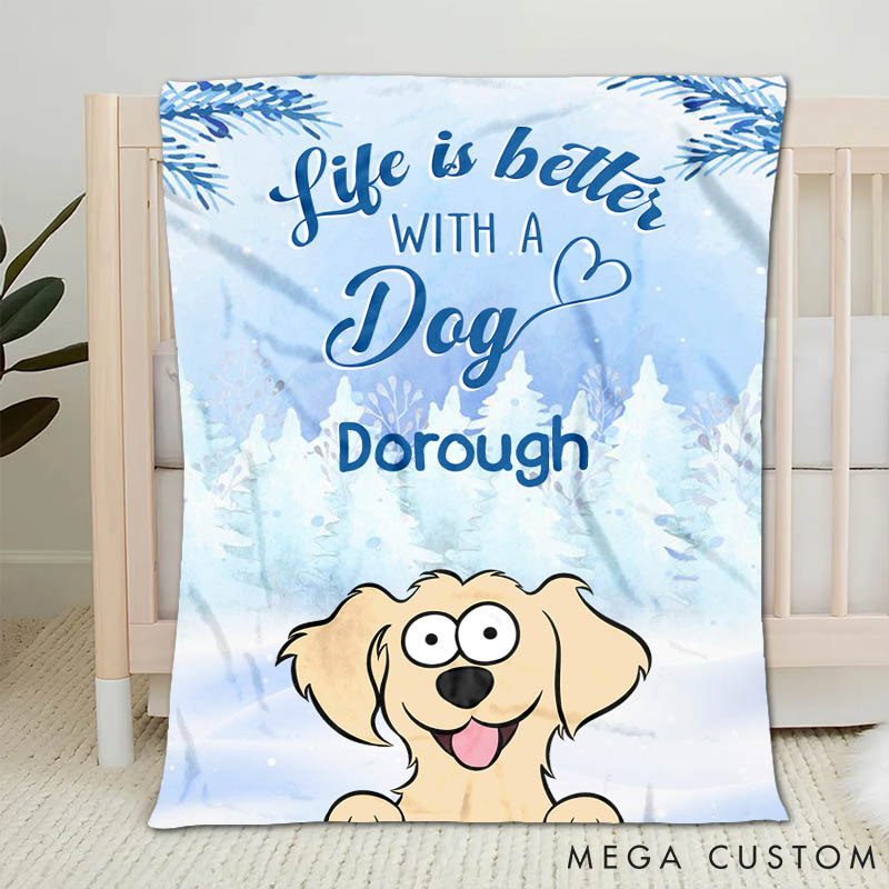 Personalized Dog Lover Life is Better with Dog Throw Blanket
