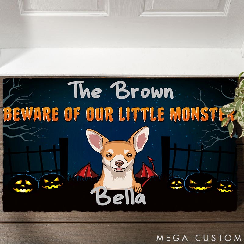 Personalized Dog Lover Little Dog Monster Doormat