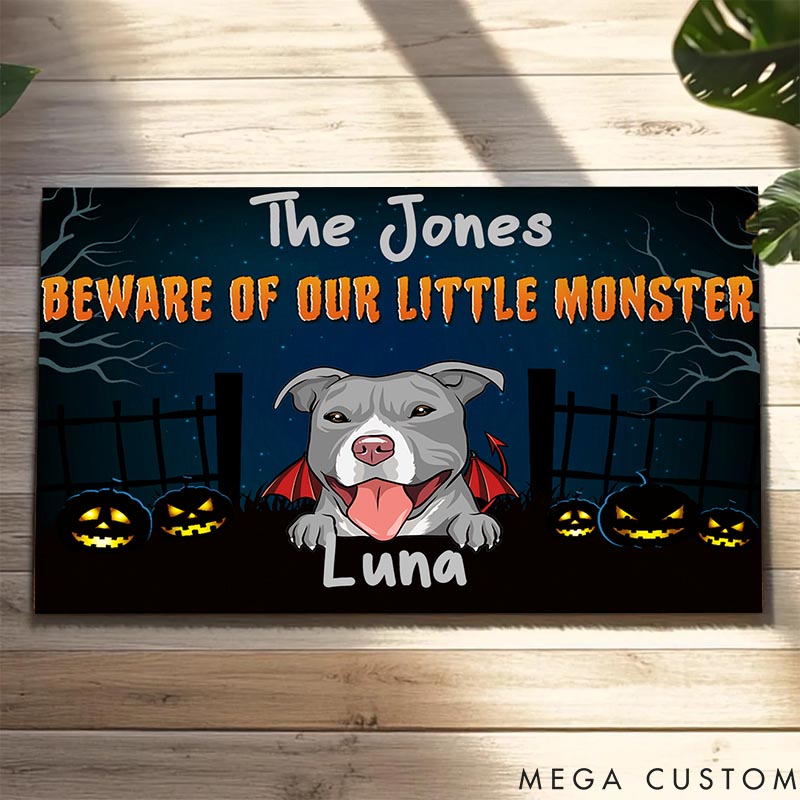 Personalized Dog Lover Little Dog Monster Doormat