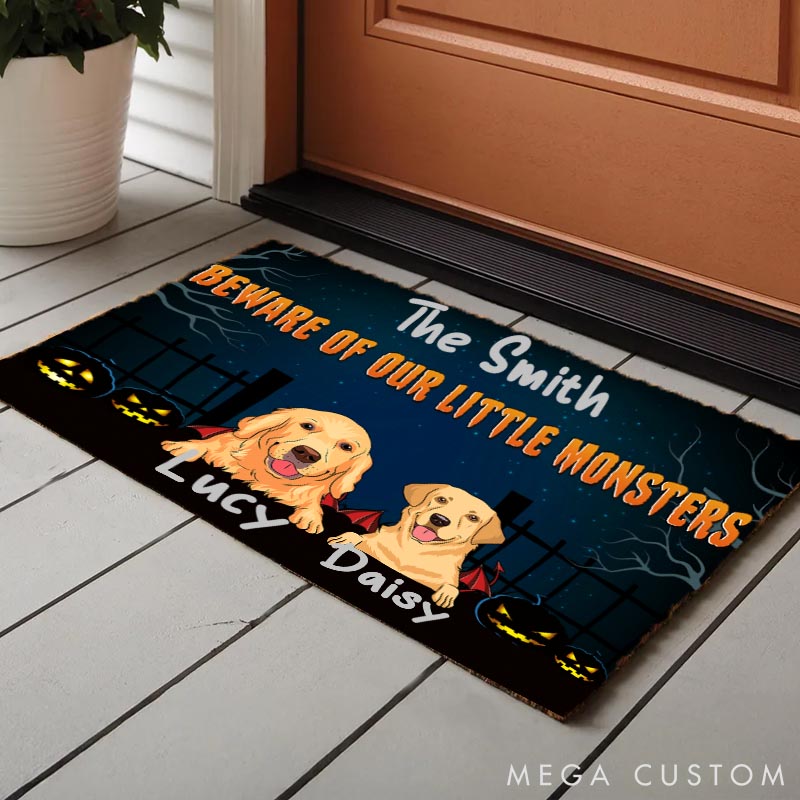 Personalized Dog Lover Little Dog Monster Doormat