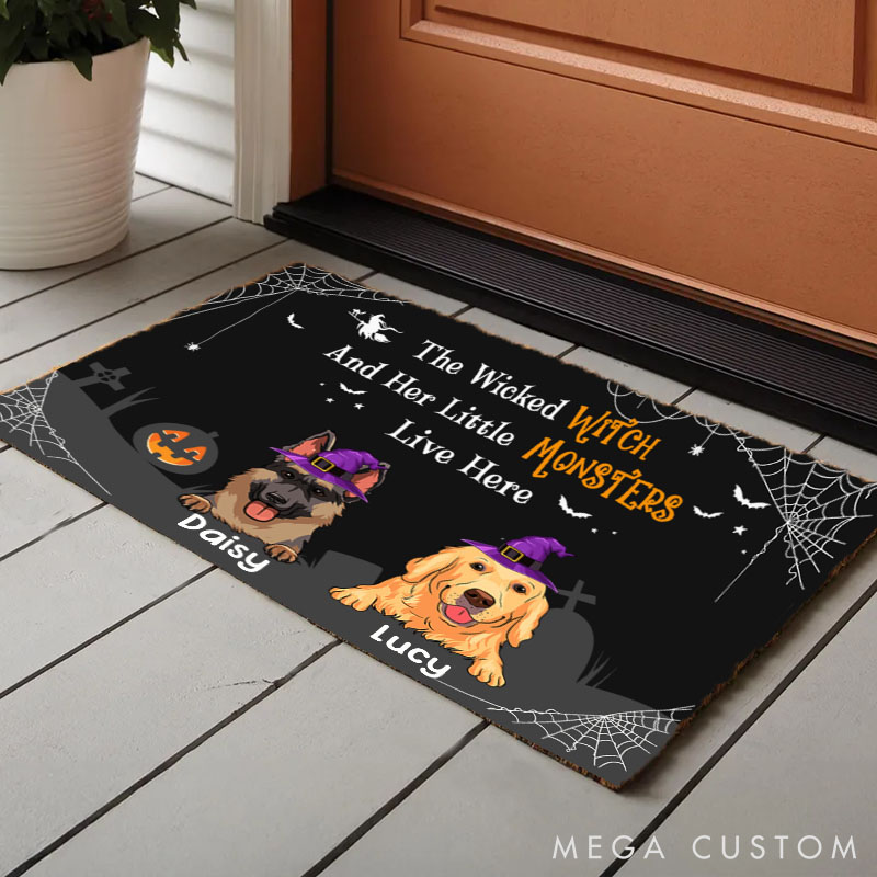 Personalized Dog Lover Little Monster Doormat