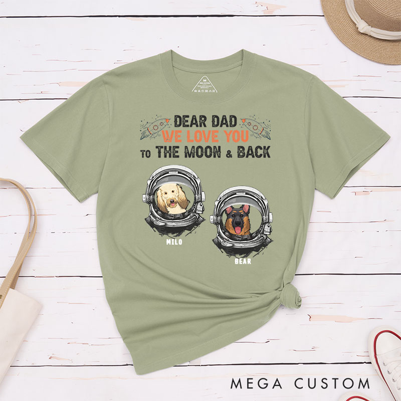 Personalized Dog Lover Love Dad to the Moon and Back T-Shirt