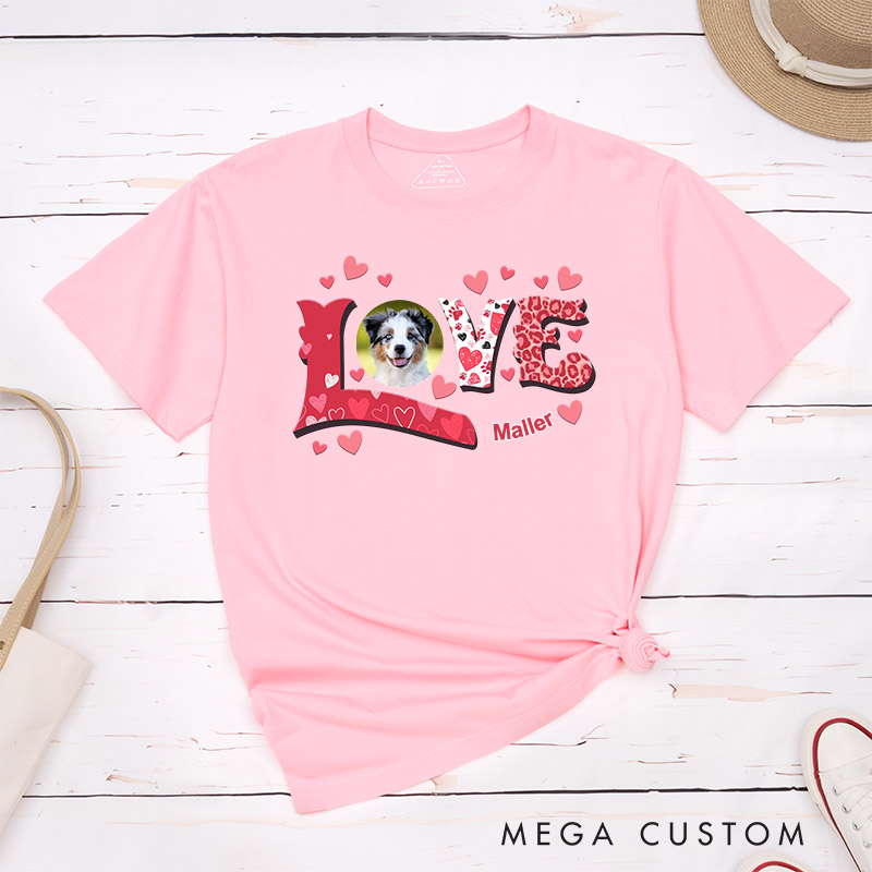 Personalized Dog Lover Love Heart T-Shirt