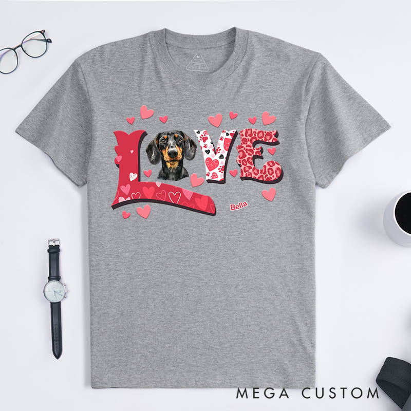 Personalized Dog Lover Love Heart T-Shirt