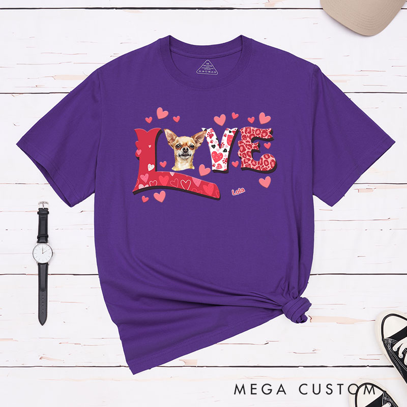 Personalized Dog Lover Love Heart T-Shirt