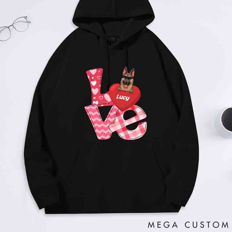 Personalized Dog Lover Love Valentine Classic Hoodies