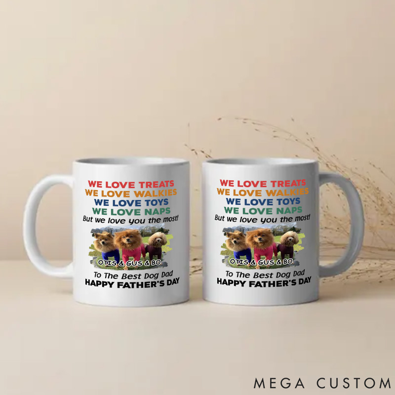 Personalized Dog Lover Love You the Most Photo Version Dog Dad Mugs
