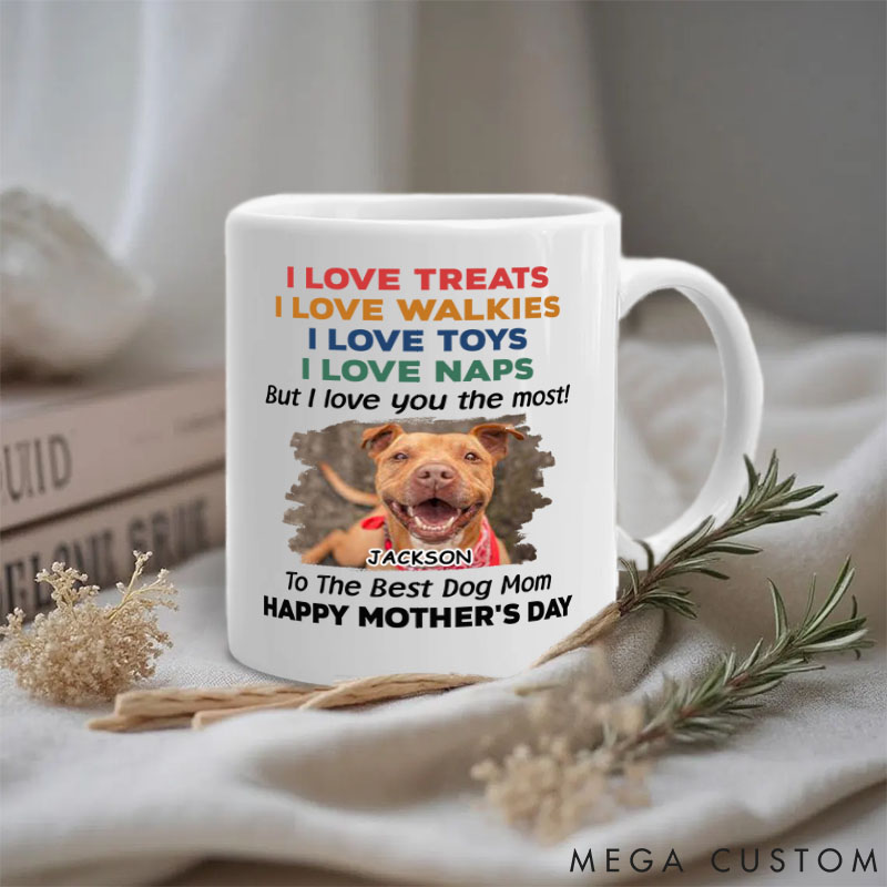 Personalized Dog Lover Love You the Most Photo Version Dog Mom Mugs