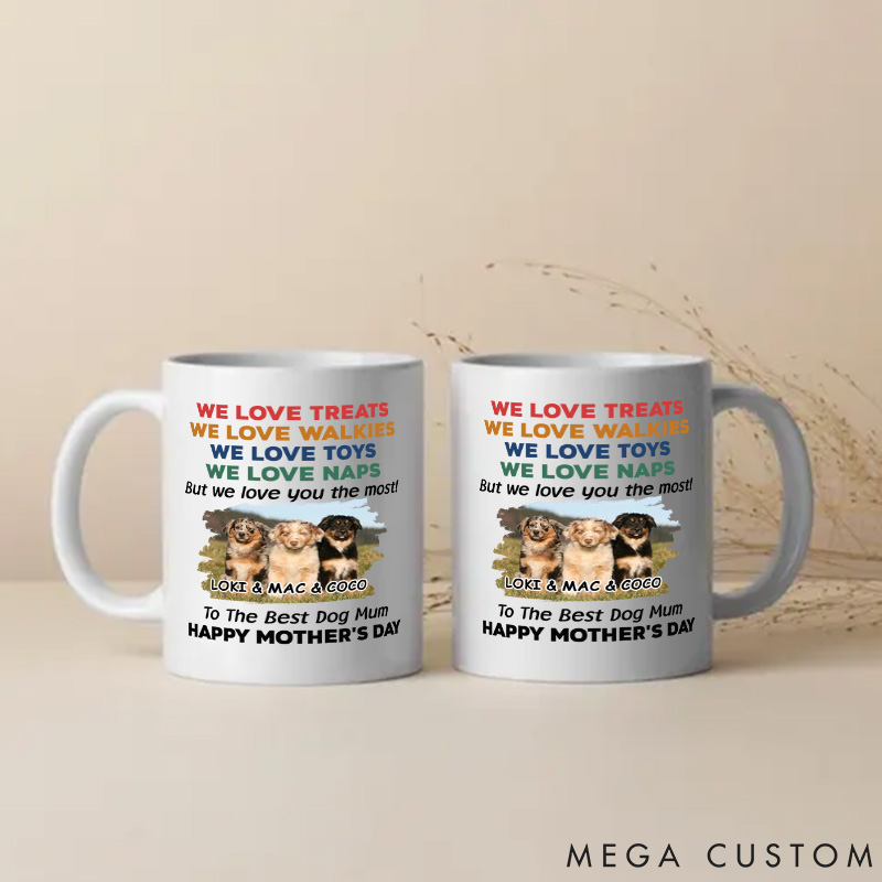 Personalized Dog Lover Love You the Most Photo Version Dog Mom Mugs