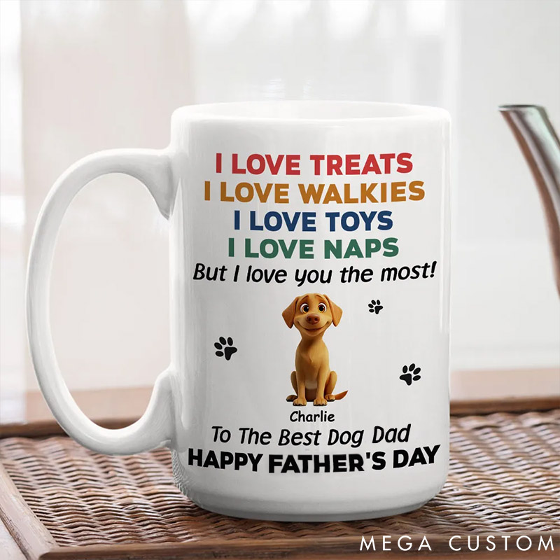 Personalized Dog Lover Love You the Most Version Dog Dad Mugs