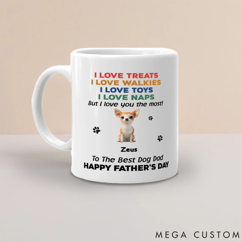 Personalized Dog Lover Love You the Most Version Dog Dad Mugs