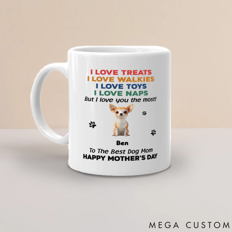 Personalized Dog Lover Love You the Most Version Dog Mom Mugs