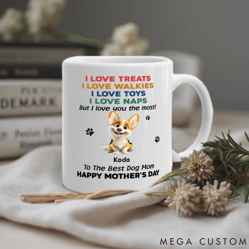 Personalized Dog Lover Love You the Most Version Dog Mom Mugs