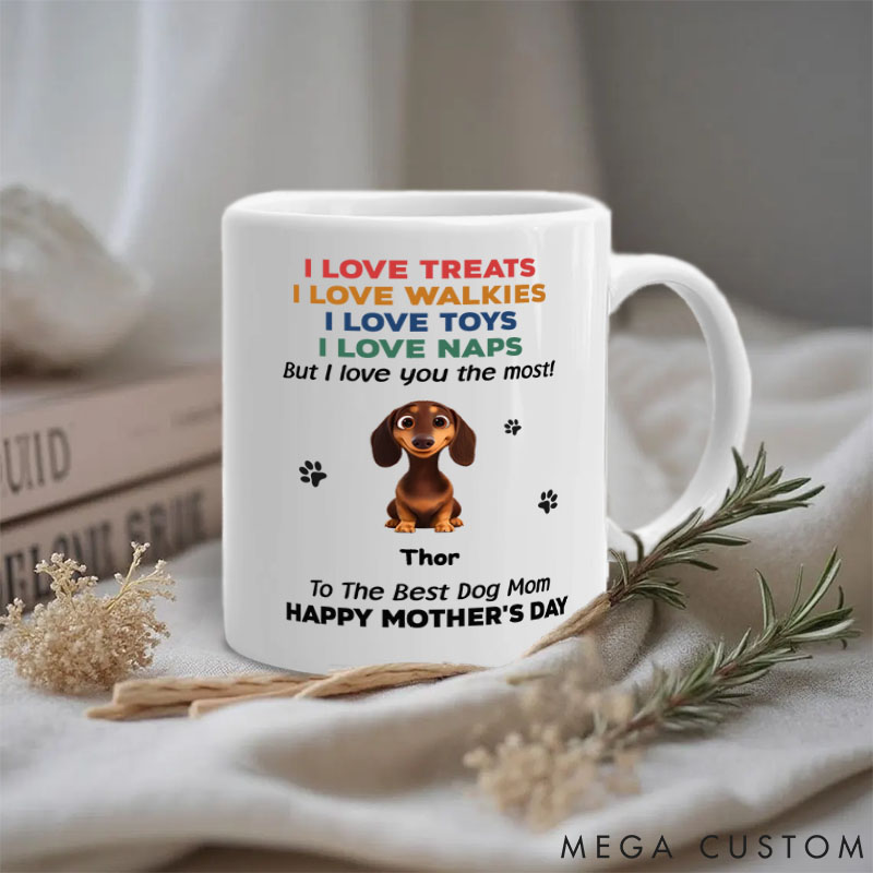 Personalized Dog Lover Love You the Most Version Dog Mom Mugs