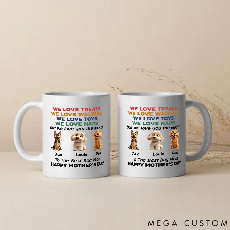 Personalized Dog Lover Love You the Most Version Dog Mom Mugs