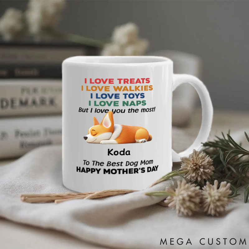 Personalized Dog Lover Love You the Most Version Sleep Dog Mom Mugs