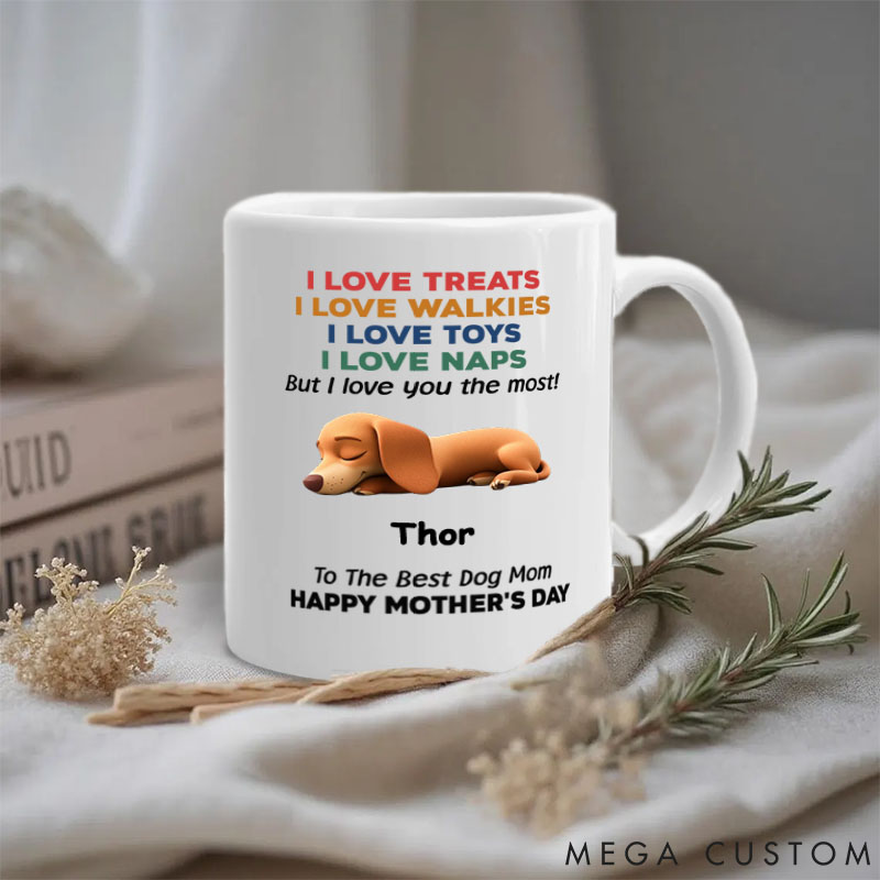 Personalized Dog Lover Love You the Most Version Sleep Dog Mom Mugs