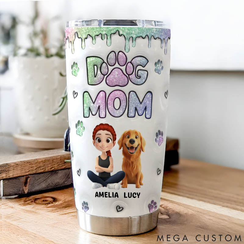 Personalized Dog Lover Lovely Chibi Dog Mom 20oz Tumbler