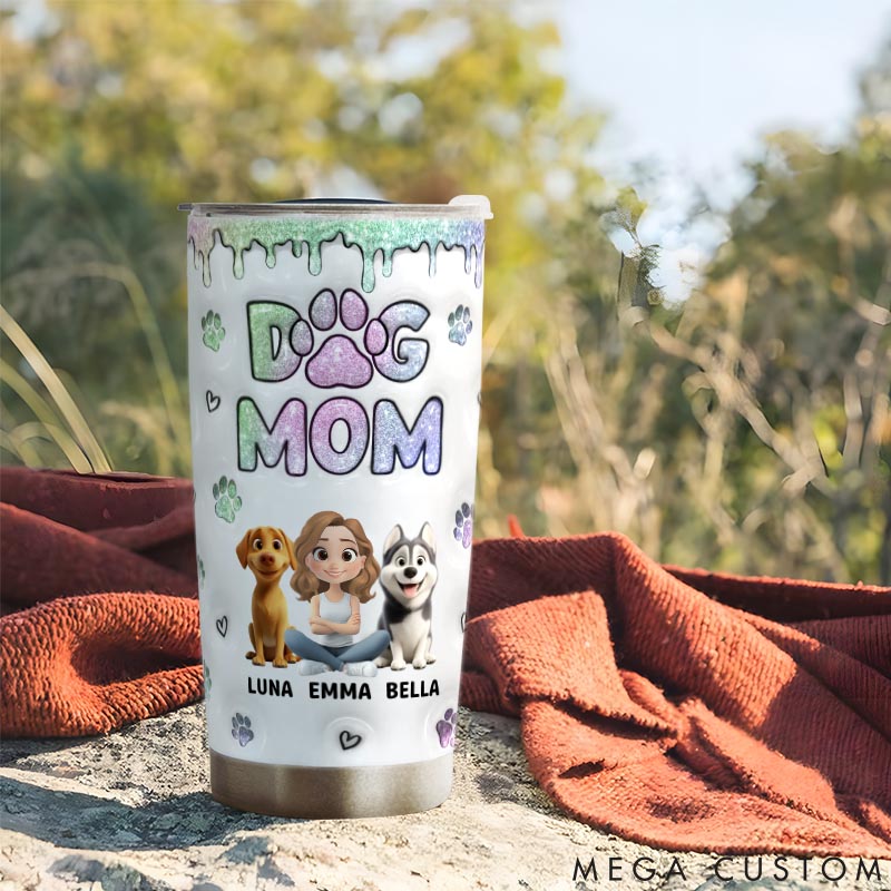 Personalized Dog Lover Lovely Chibi Dog Mom 20oz Tumbler