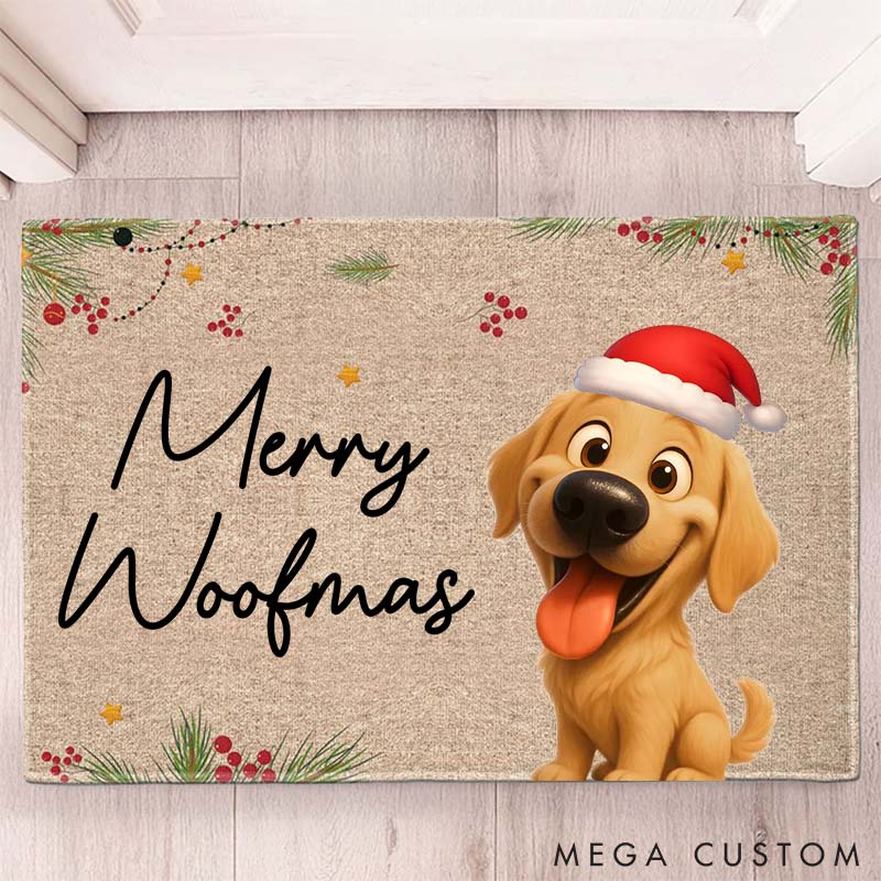 Personalized Dog Lover Merry Woofmas Christmas Doormat