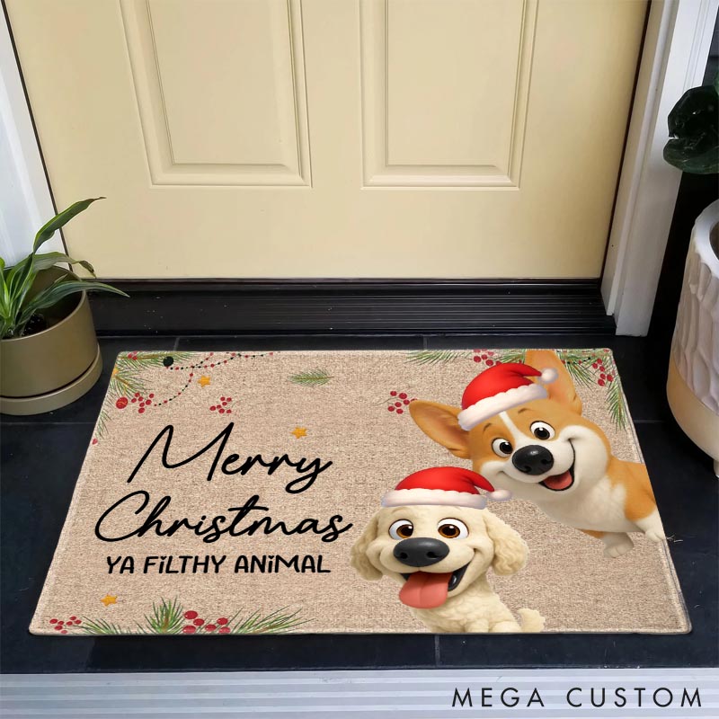 Personalized Dog Lover Merry Woofmas Christmas Doormat