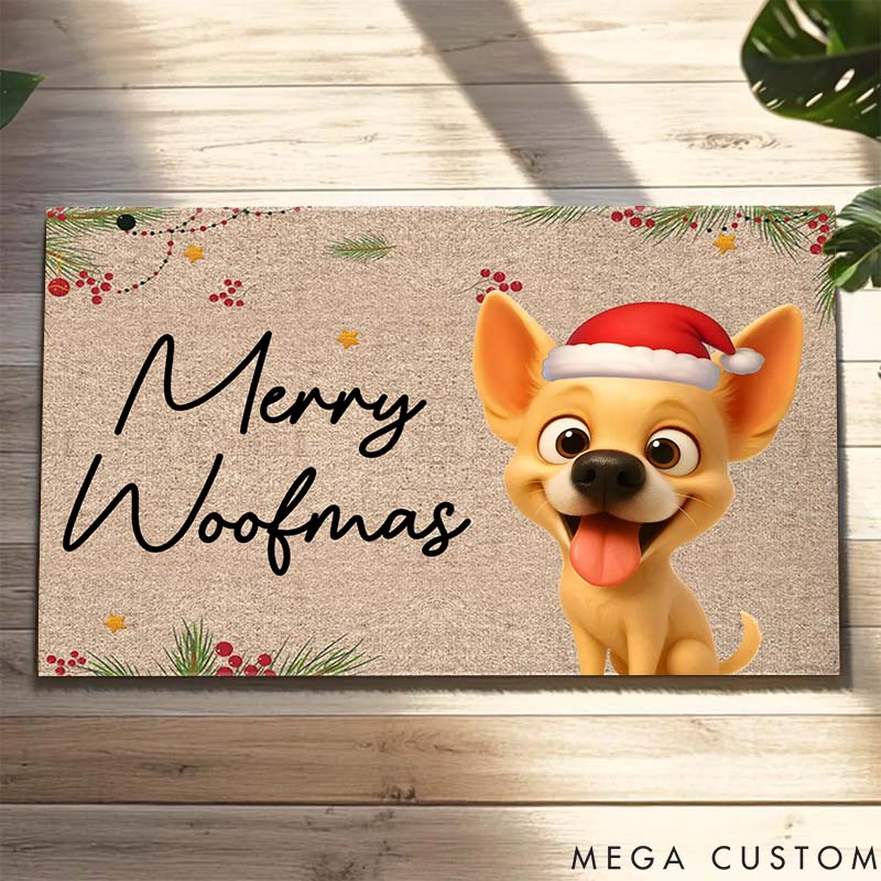 Personalized Dog Lover Merry Woofmas Christmas Doormat