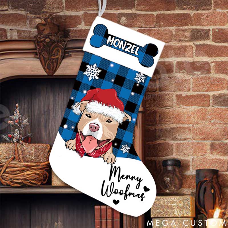 Personalized Dog Lover Merry Woofmas Christmas Stockings